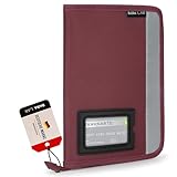 DADA LAB Fahrzeugmappe A5 Handschuhfach Organizer Auto, 4 Fach Stauraum, Reflektionsstreifen, Separates Kartenfach, Dokumentenmappe Rot (Rot)