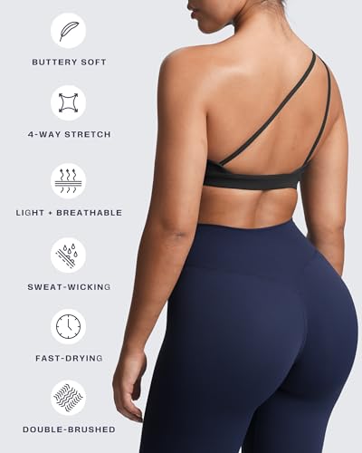 Image of Aoxjox Astoria One Shoulder Sports Bra | asymmetrical workout top, women's fitness training gym yoga crop tank, 4-way stretch, moisture-wicking