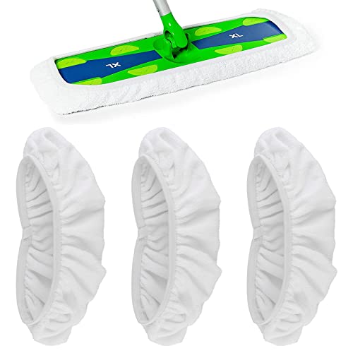 3Pack X-Large Reusable Mop Pads Compatible with Swiffer XL, 100% Cotton Mopping Refills, Mop is Not Included