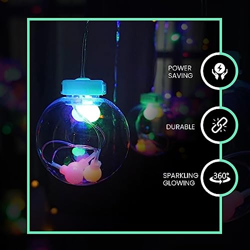 Image of Lexton Ball Curtain Light | 12 Balls | 6 Big Balls 6 Small Balls | 8 Flashing Modes | Multicolor | for Indoor & Outdoor Decorations