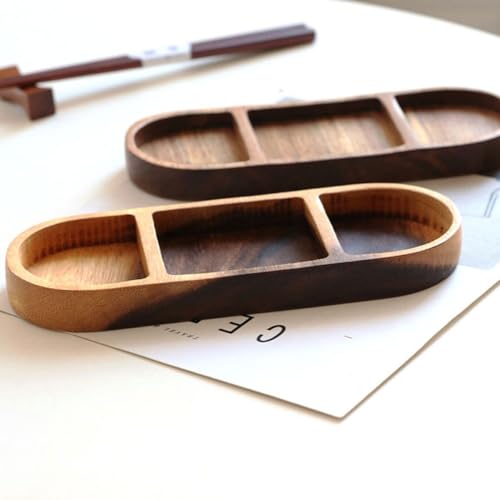 Plato vintage de madera con 3 compartimientos NUOBESTY miniatura 4