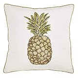 SARO LIFESTYLE Beaded Pineapple Throw Pillow with Poly Filling