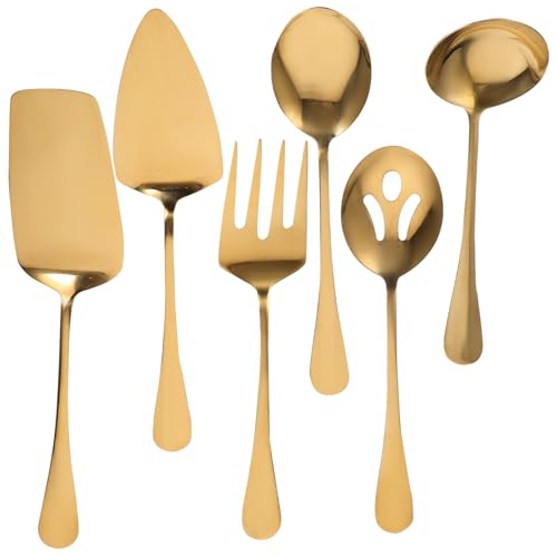 Set de couverts réutilisables acier inoxydable or ergonomique de service