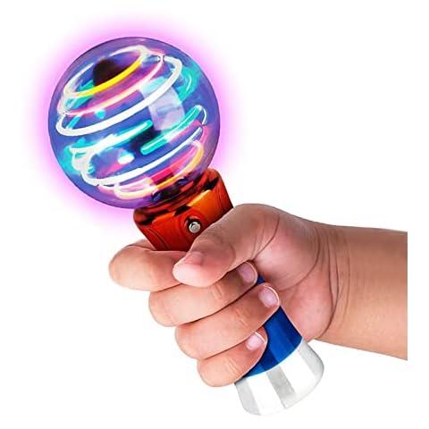 7.5 Inch Light Up Magic Ball Toy Wands for Kids, Thrilling Spinning Light Show, Flashing LED Wands Toy for Boys Girls, Kids Performance Props Glow In The Dark Flash Toys, Birthday Party Favor Fun Gift Cover