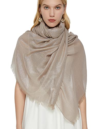 PANTONIGHT Women's Sparkling Metallic Evening Shawl Lightweight Wedding Shawl Extra Large Dressy Shawls and Wraps for Party