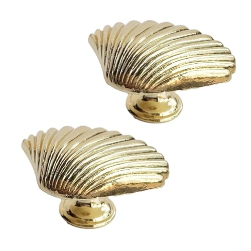 HOHOVYVY Tirador de conchas, asas de cajón, mango en forma de concha de aleación de zinc con mango de un solo orificio, tirador para muebles con tornillo (dorado)
