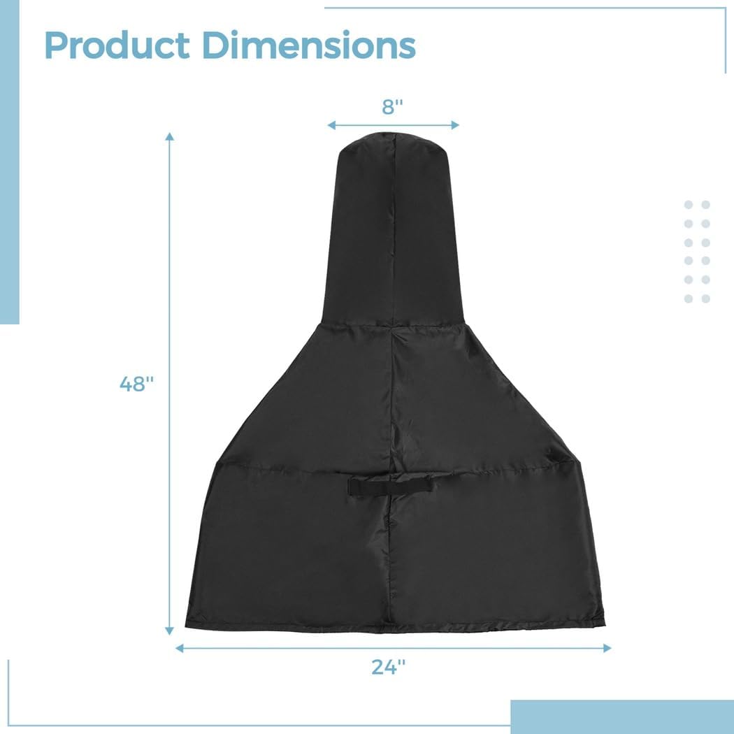 Heavy Duty Chiminea Fire Pit Cover with Weather Resistant Oxford Cloth, 24 X 48 Inches, Outdoor Patio Chiminea Cover, Adjustable Drawstring, Elastic Hem
