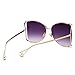 Armear Women Oversized Semi Rimless Sunglasses Retro Gold Metal Frame Gradient Grey Lens Glases Fashion Pearl Design 64mm