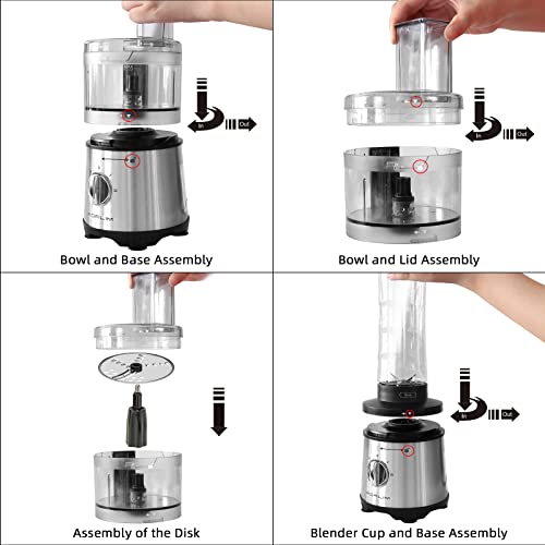 Forlim 3.5 Cup Small Food Processor,12-In-1 Mini Blender And Food Processor Combo For Kitchen,350W,20Oz Bottle,2 Speeds+Pulse With 4 Blades, For Shakes, Smoothies, Meat, Sauces, Stainless Steel Silve #TOP7