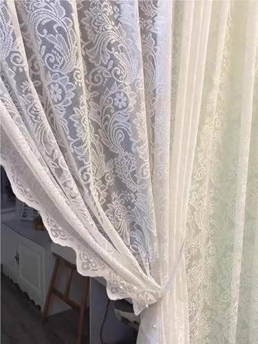 Rideau dentelle blanc 140x260 cm pour salon et chambre rurale - 5