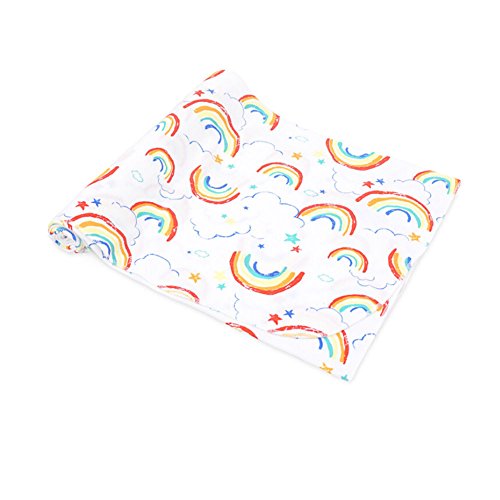 Image of CuteOn Swaddle Blankets Muslin Blankets for Unisex Baby- Blue Cloud Rainbow