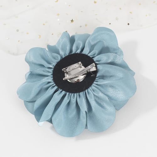 Image of 6.3 Inches Large Brooch Pins & Flower Hair Clips for Women | Charming Rose Hair Clip Large Flower Brooches for Women | Stylish Pins for Clothes | Designer Brooches for Woman Accessories (Dusty Blue)