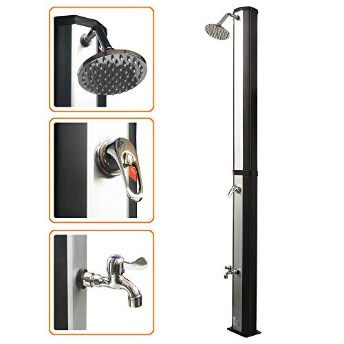 Viesta VSS35FS Solardouche, zwart en zilver, met uv-bestendig waterreservoir van 35 liter, met voetenwasbak en… - Image 4