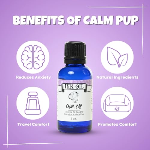 Image of Pup Oils - Ink Oil | Dog Calming Supplement | Pet Health Vitamins Supplies| Liquid Drops | Anxiety Relief Oil | Aromatherapy Treatment | Vitamin Oils for Dogs