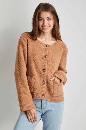 Image of Arach&Cloz Women's Open Front Cardigan Sweaters Fall Fashion Button Down Knit Chunky Outwear Coats with Pockets