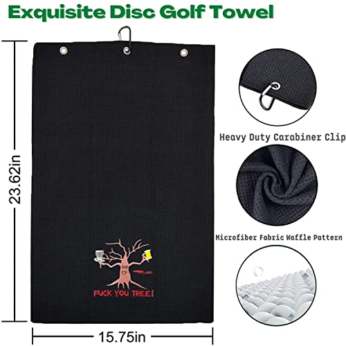 Botogift Disc Golf Towel, Embroidered Funny Golf Towel - Disc Golf Gifts For Men Or Women, Disc Golf Accessories For Men Or Women, Fuck You Tree, Black #TOP3