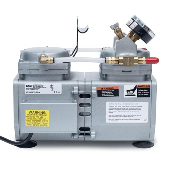 Gast DAA-V715-EB High-Capacity Electric Vacuum Pump, Gauge/Reg; 2.2 cfm/25.5"Hg-60 psi/115V