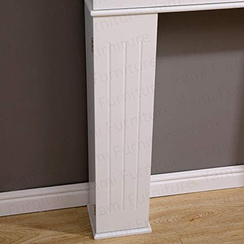Yaermei Moyle Living Room Fire Surround Wooden Mantelpiece Decorative Frame Hidden Storage Space White/Grey (white)