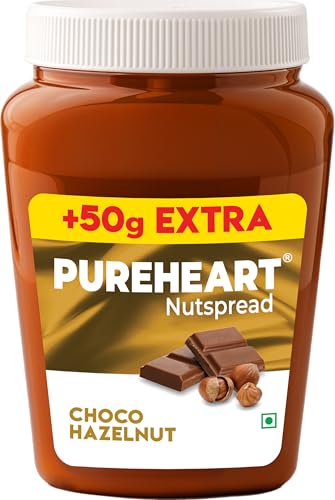 Image of PUREHEART Nut Spread Choco Hazelnut (350 +50 gm Extra) - Nutty, Smooth and Creamy Chocolate Hazelnut Spread for Breakfast - No. 1 Exporter of Roasted Nuts