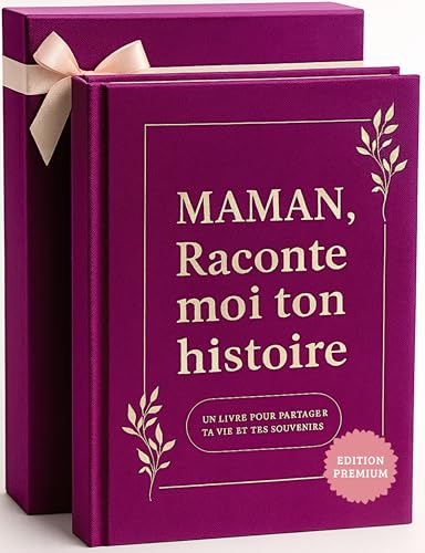 NALKEEZ RACONTE MOI TON HISTOIRE – Cadeau Maman - Livre souvenirs à remplir par maman - Couverture rigide en lin et coffret cadeau premium – Idée cadeaux pour Anniversaire, Fête des Mères