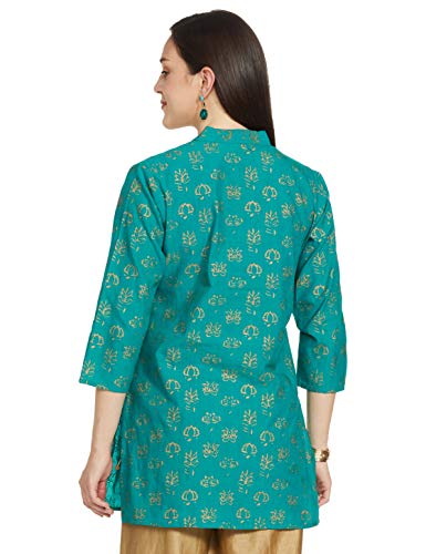 Image of ZEMYRA Women's Regular Kurta (AW20TUN1 Turquoise Green L