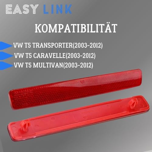 Easy Link Reflektor Rückstrahler Stoßstange Rechts Kompatibel mit VW T5 Transporter Caravelle Multivan 2003-2012 7E0945106C 7E0945106