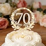 Cake Topper 70. Geburtstag Holz mit LED Lichterkette, 70 Birthday Cake Topper, Geburtstag Deko, Gold und Schwarz Geburtstagsfeier Dekorationszubehör 70 Geburstagstorte Dekoo