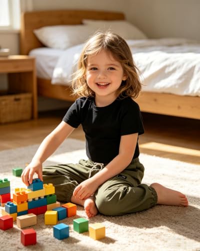 Image of Betusline Girls Fall Winter Clothing Sets, Long Sleeve Crop Top & Cargo Jogger Pants 2 Piece Outfit Sets,4T-14Y