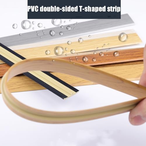 Cuttable T Molding Floor Transition Strip, 2.4cm Wide Walnut Edging Trim for Wood to Tile Gaps, Durable Flooring Connector, Ideal for Home Renovation