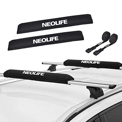 Neolife Crossbar Soft Roof Rack Pads and Tie Down Straps for Surfboard SUP
