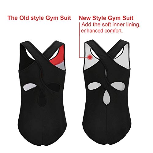 Viriber Leotards For Girls Gymnastics Girls' Activewear Dresses Gymnastics Leotards For Girls Dance Ballet Suit(150(12-13T),Pink&Watermelon Red) #TOP2