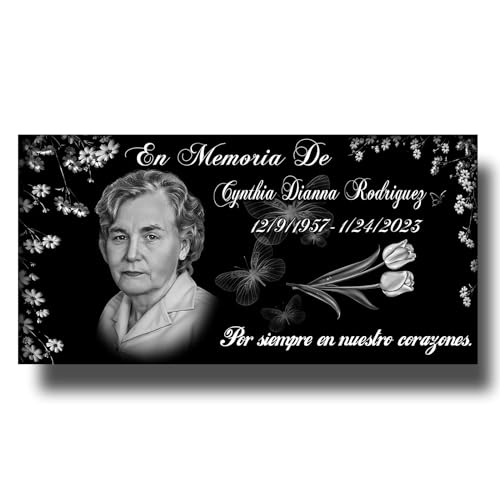 Image of 16x8 Granite Gravestone Memorial plaques for Outdoors,Cemetery headstones for Graves,Grave Markers for Cemetery for Humans，Cemetery Tombstone Marker,Grave Stones for Humans