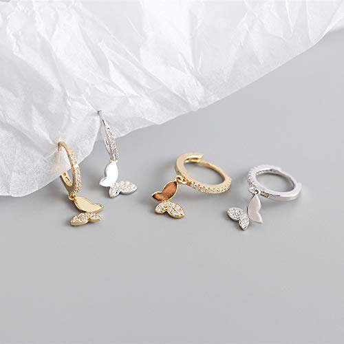 Cute Butterfly Small CZ Cartilage Cuff Hoop Earrings With Tiny Charm Dangle Drop for Women S925 Sterling Silver Dainty Fashion Huggie Hoops Hypoallergenic Fashion Elegant Jewelry Gifts for Daughter Sister Bff2