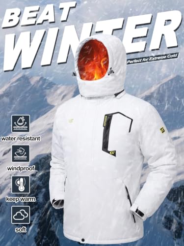 Image of QPNGRP Mens Waterproof Fleece Ski Jacket Windproof Winter Snow Coat