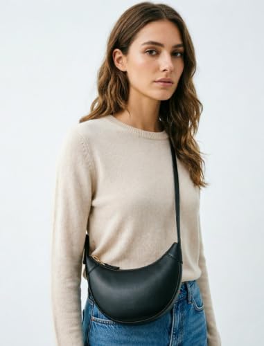 Image of Cresent Crossbody Bag for Women Purse Small Shoulder Sling Moon Bags | Trendy Vegan Leather Dumpling Hobo Bag for Casual Daily