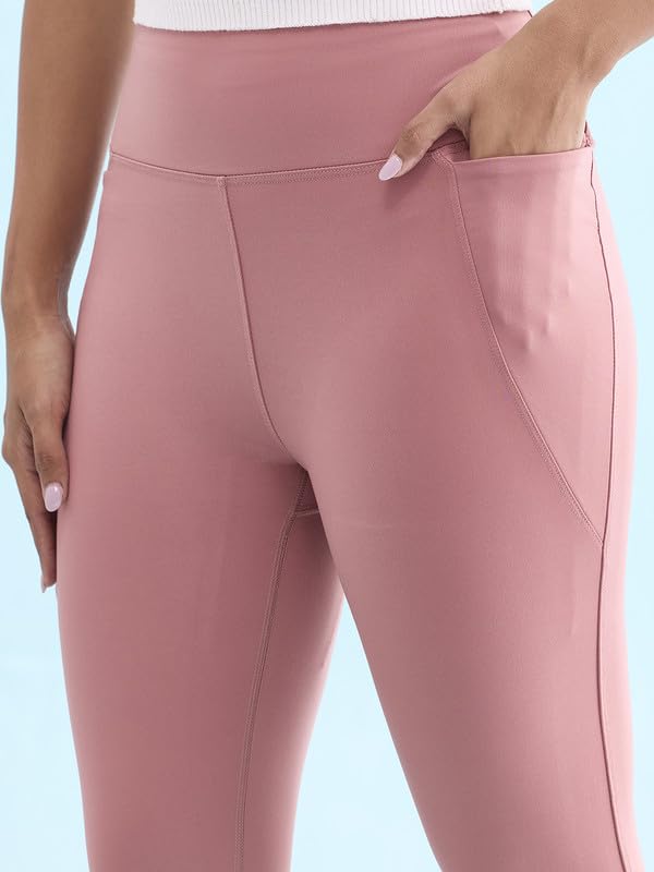 Image of GO COLORS Womens Solid Training Capri | Elastane, High Rise
