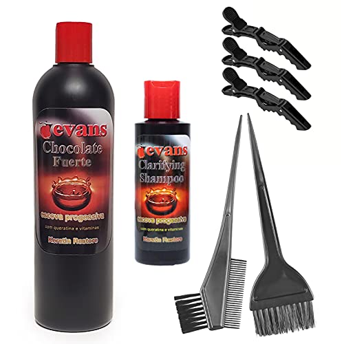 Evans Value Pack Brazilian Keratin Hair Smoothing Treatment Blowout Straightening System - Strong 16 fl oz 7 Piece Set