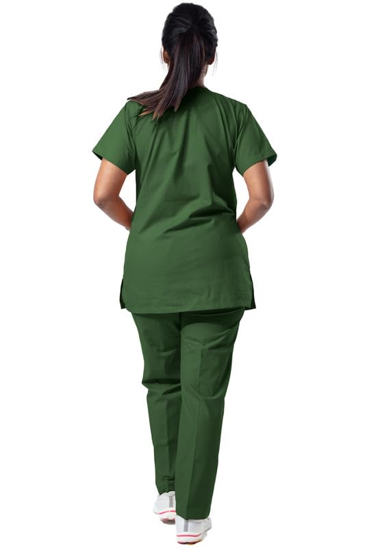 Image of Uniform Craft Women's 4 Pocket Scrub Suit Set | Medical Uniform | Cross V-Neck Poly Cotton | Short Sleeve Hospital Wear | Ideal for Doctors & Nurses (Olive Green, XL)
