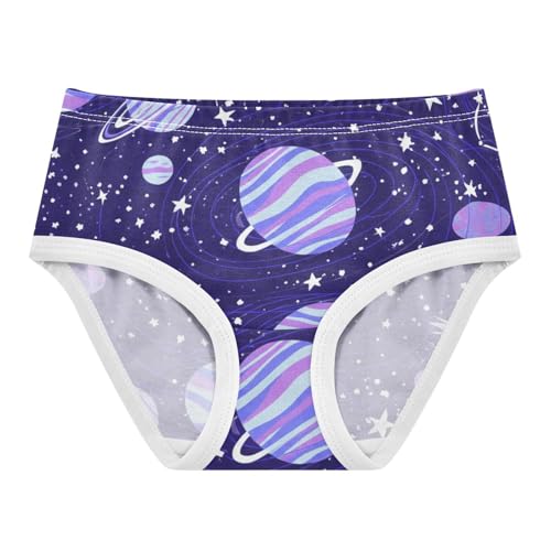 Cute Planets Stars Purple Panties for Girl Toddler Underwear Floral Cotton Funny Briefs Underpants 2t