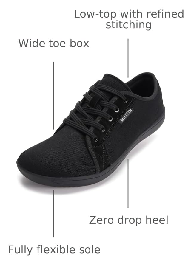 Image of WHITIN Women's Canvas Barefoot Shoes | Wide Sneakers | Classic Fit W81V2 | Machine Washable, Breathable Fashion Canvas, Flexible Support During Training, Simple Design, Natural Feel, Wide Fit Walking