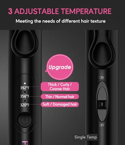 Mini Hair Crimper and Waver - 3 Adjustable Temperatures, 3-Barrel Curling Iron for Short Hair, Portable 1/2 Inch Travel Size with Pouch Bag