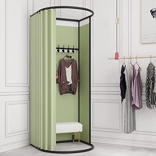 SIAMZYWV Fitting Room, with Shading Curtain Clothing Store Fitting Room for Boutique and Office Privacy Protection, Include Shading Curtain, Hanging Rod and Hook Up (Color : Groen)