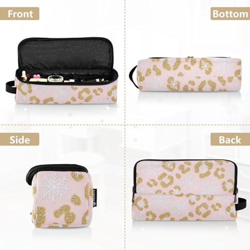 Bolsa de viaje para herramientas de cabello con tapete para plancha, diseño doble capa, safari seasons estampado leopardo - accesorios para cabello invierno copos de nieve miniatura 5