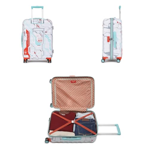 Image of uppercase Polyester Cyber Punk (Medium) 66Cms|Check-In Inline Trolley Bag For Travel|Polycarbonate Hardshellsided Printed Luggage|Combination Lock|8 Wheel Inline Trolley Bag |(White),H-65.5 cms,Large