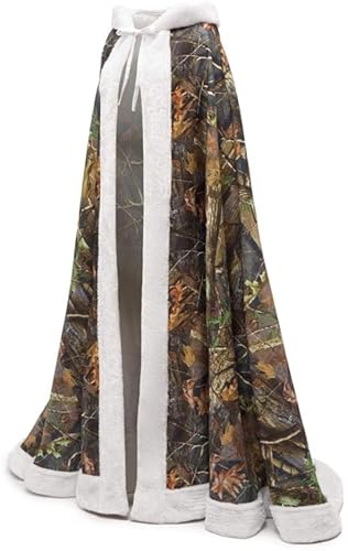 ZVOCY Camo Wedding Cape Winter Faux Fur Camouflage Wedding Dress Cloak3