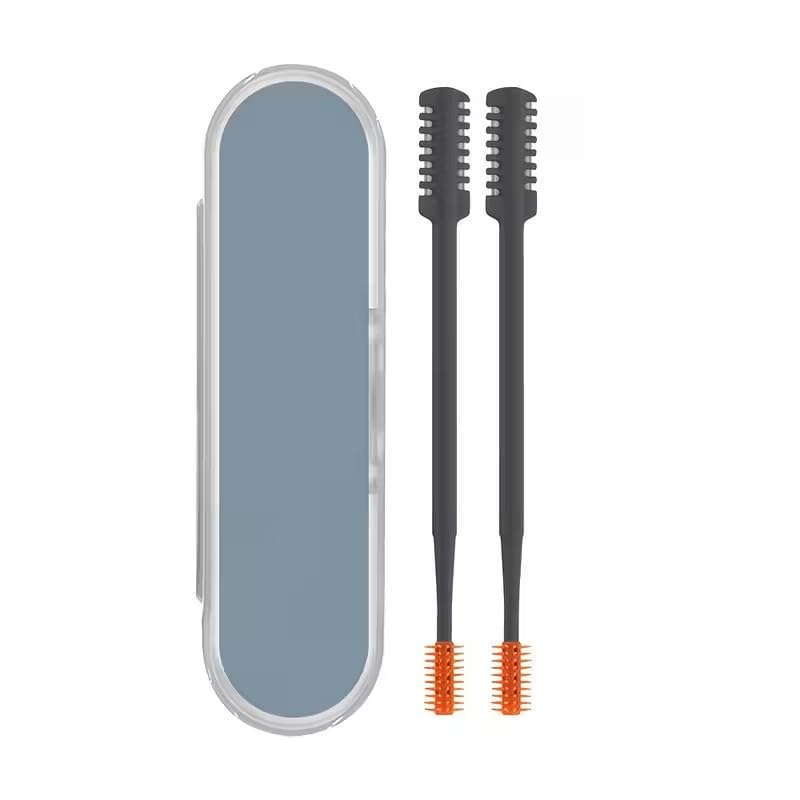 2pcs Handheld Nose Hair Trimmer with Storage Box 360 Rotating Portable Manual Nose Hair Removal Kit for Men
