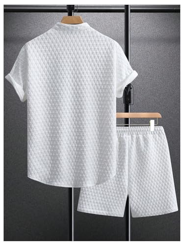 GORGLITTER Men's Cruise Outfit 2 Piece Shorts Set Short Sleeve Button Down Shirt and Knit Short with Pockets2