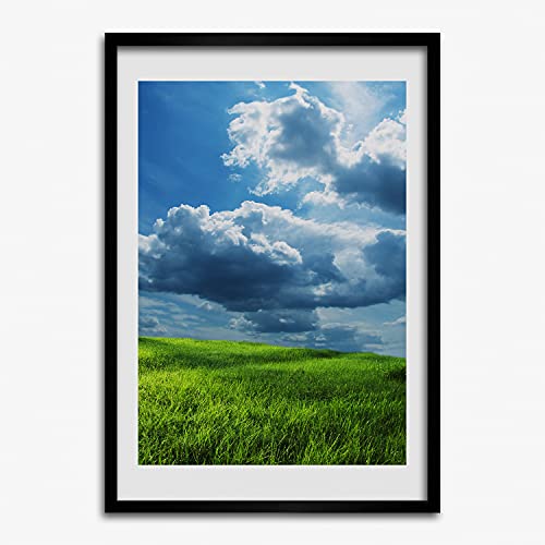 Affiche 50x70 cm de nuages avec cadre en bois Tulup pour créer un salon zen et moderne