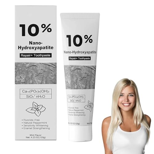 Dentífrica De Hidroxiapatita 10% Para Reparar Esmalte Y Fortalecer Dientes,Pasta Dentífrica Remineralizante De Nanohidroxiapatita, Fórmula sin flúor con menta suave, para dientes sensibles,120g