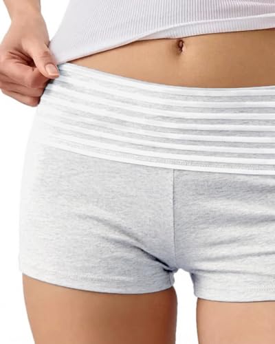 Image of Women Low Waist Lounge Shorts Fold Over Skinny Pajamas Shorts Summer Casual Pj Bottom Sleep Shorts